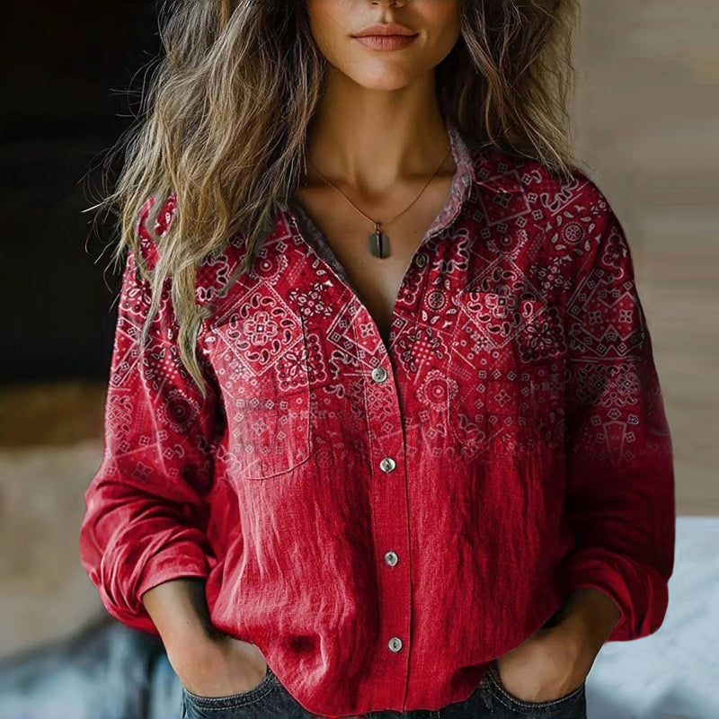 Rebecca | Women's Bohemian Vintage-Inspired Flare Sleeve Relaxed Fit Blouse 0