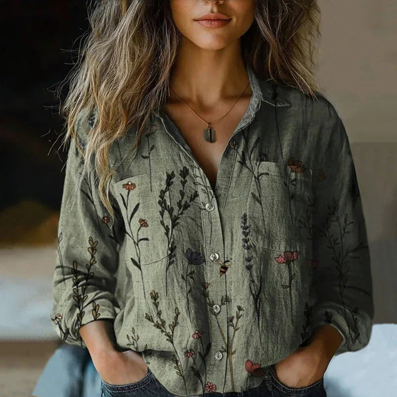 Rebecca | Women's Bohemian Vintage-Inspired Flare Sleeve Relaxed Fit Blouse 1