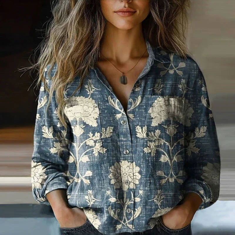 Rebecca | Women's Bohemian Vintage-Inspired Flare Sleeve Relaxed Fit Blouse 2
