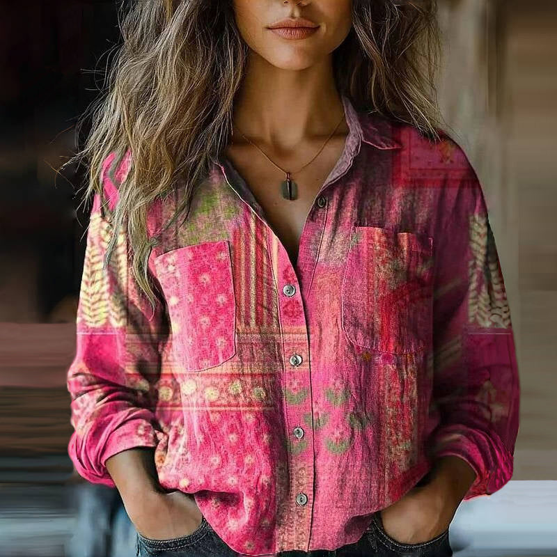 Rebecca | Women's Bohemian Vintage-Inspired Flare Sleeve Relaxed Fit Blouse 3