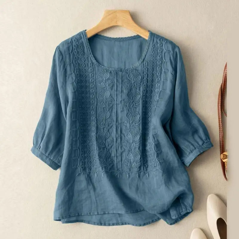 Sonia | Women's Elegant Relaxed Fit Embroidered Breezy Blouse 1