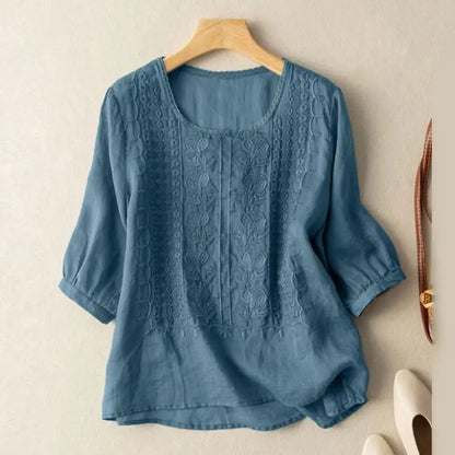 Sonia | Women's Elegant Relaxed Fit Embroidered Breezy Blouse 1