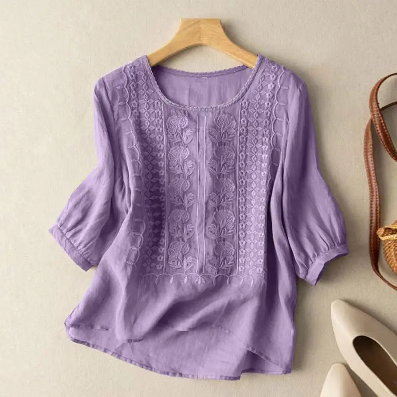 Sonia | Women's Elegant Relaxed Fit Embroidered Breezy Blouse 3