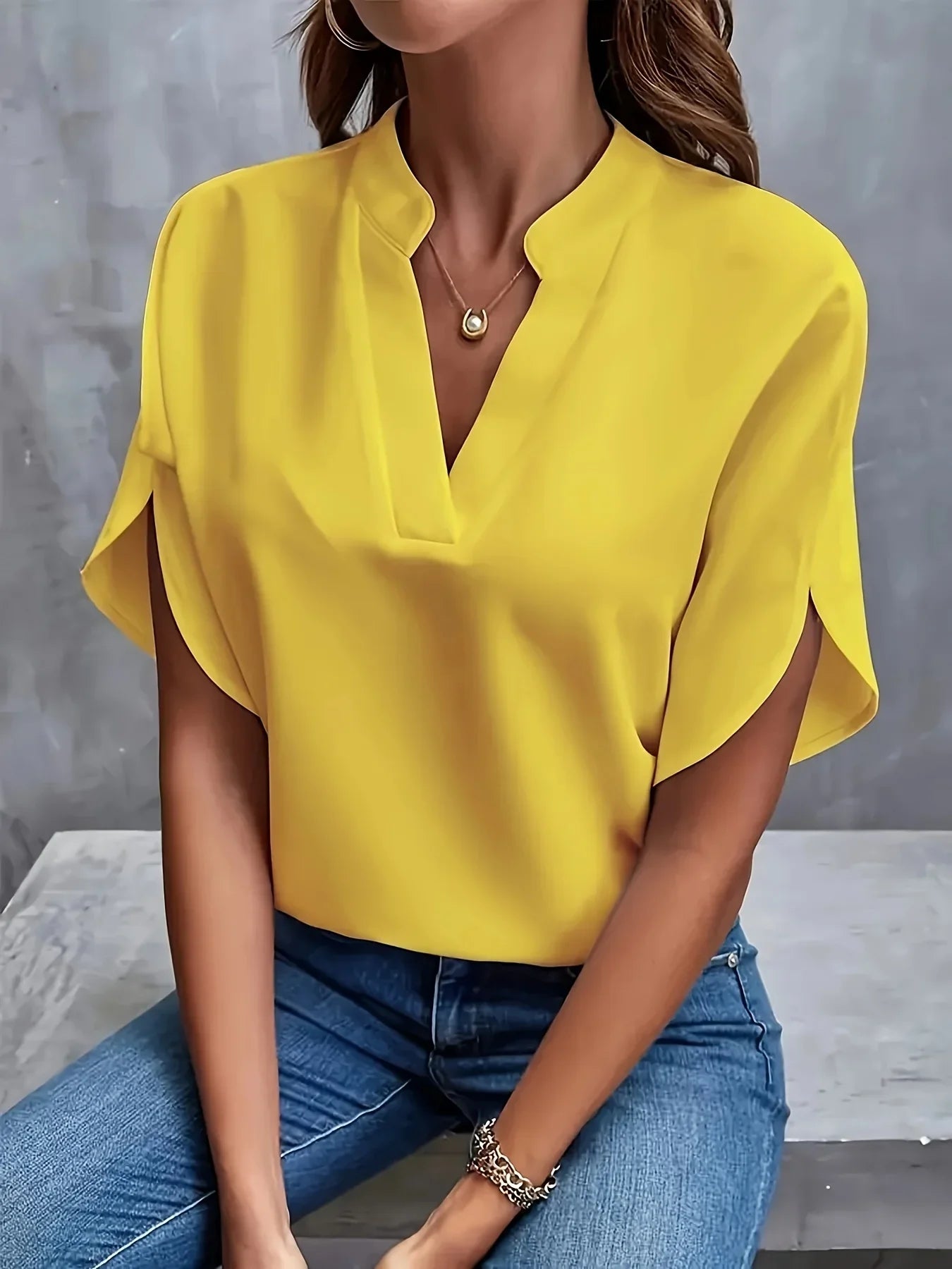 Thalia | Women's Elegant V-Neck Cap Sleeve Tailored Blouse 2