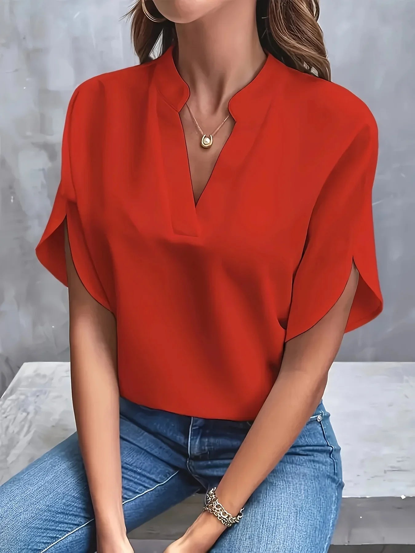 Thalia | Women's Elegant V-Neck Cap Sleeve Tailored Blouse 4
