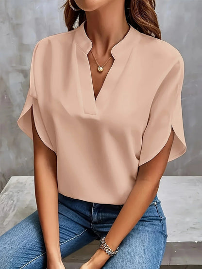 Thalia | Women's Elegant V-Neck Cap Sleeve Tailored Blouse 5