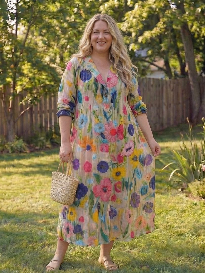 Vacation Chiffon Floral Collared Maxi Dress | Mira 2