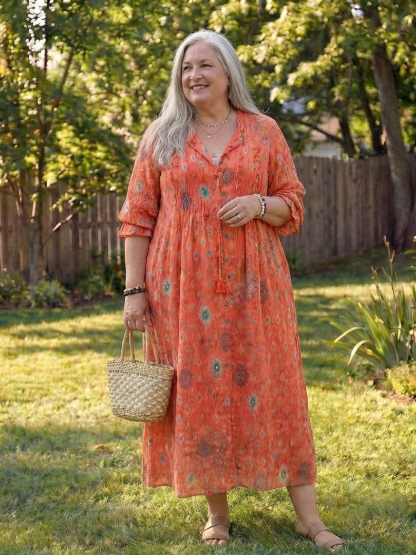 Vacation Chiffon Floral Collared Maxi Dress | Mira 4