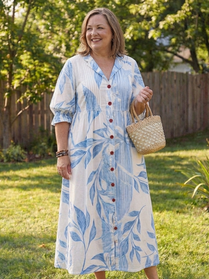 Vacation Chiffon Floral Collared Maxi Dress | Mira 6