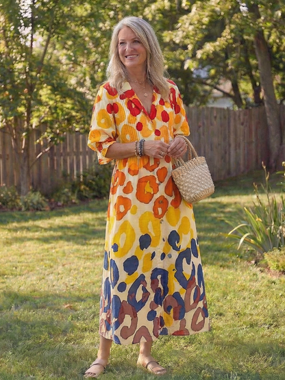 Vacation Chiffon Floral Collared Maxi Dress | Mira 8