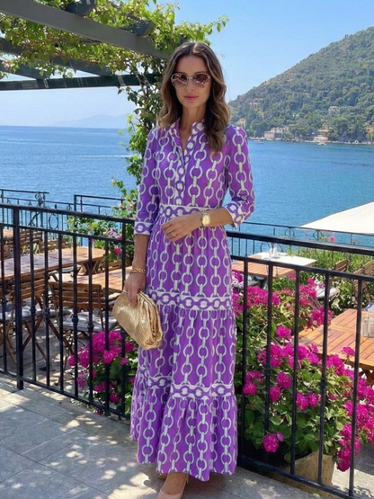 Wedding Guest Chiffon V-Neck Tiered Midi Dress with Sleeves 7
