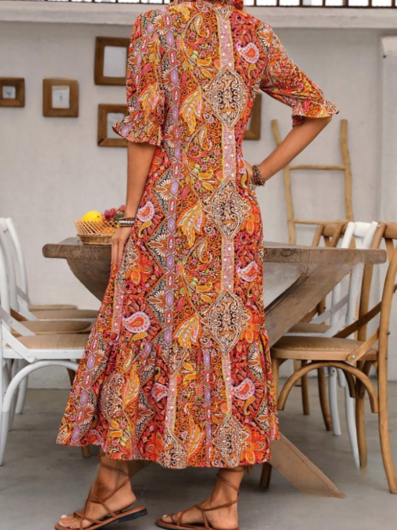 Vacation Cotton Lace-Up Maxi Dress with Pockets | Lila 5