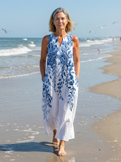 Beach Vacation Floral Maxi Pocketed Dress | Lila 1