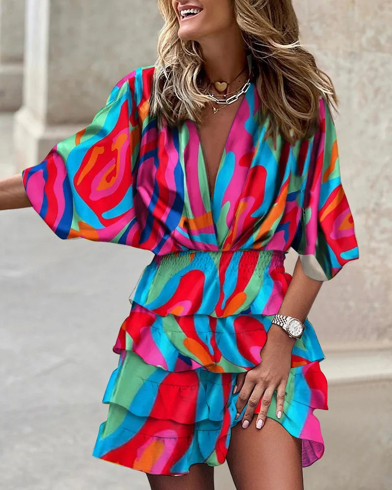 Vacation Floral Print Ruffle Mini Dress | Lyra 5