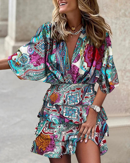 Vacation Floral Print Ruffle Mini Dress | Lyra 6
