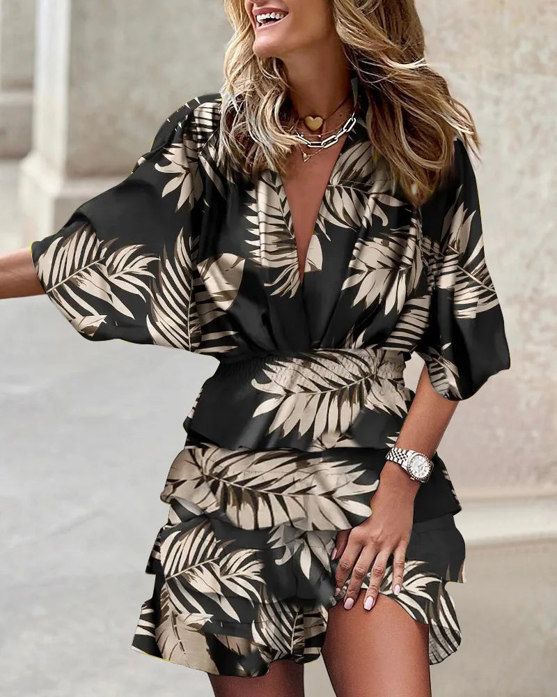 Vacation Floral Print Ruffle Mini Dress | Lyra 7