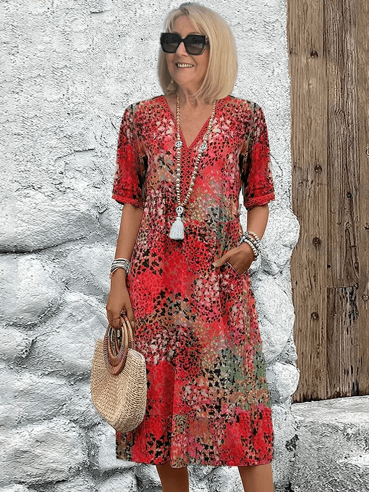 Vacation Floral V-Neck Flowing Maxi Dress | Lila 0