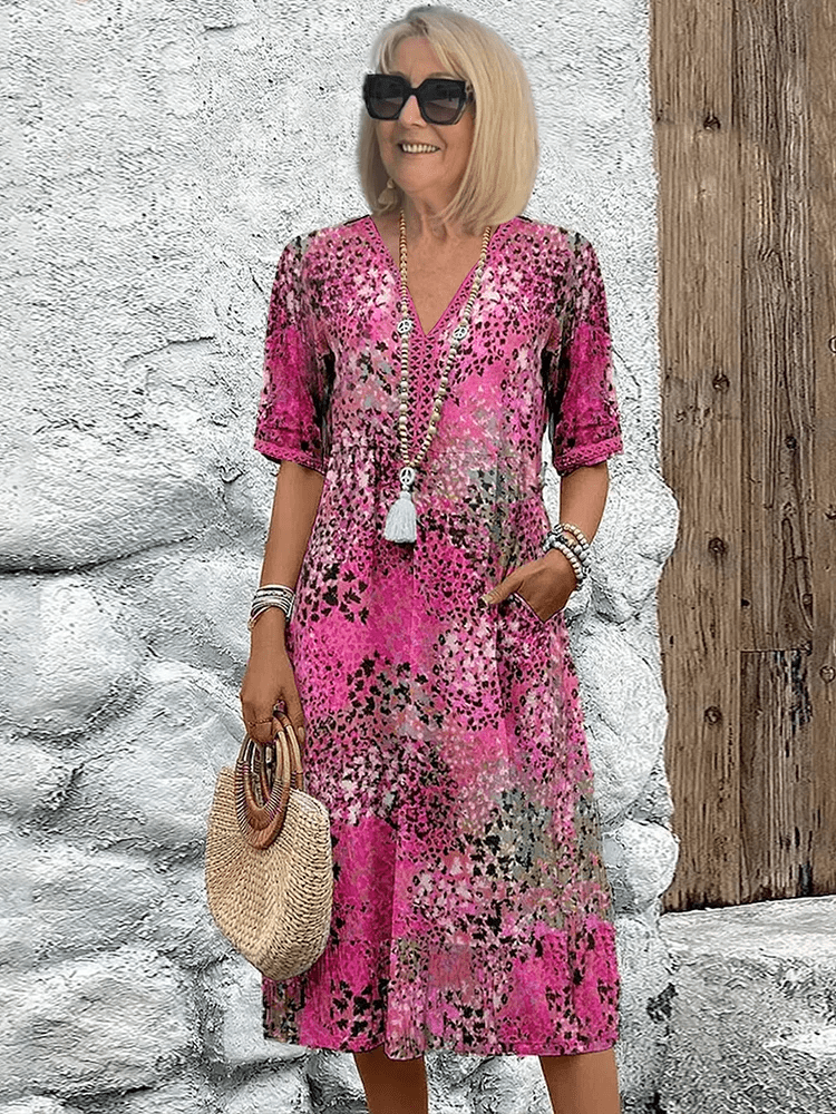 Vacation Floral V-Neck Flowing Maxi Dress | Lila 5
