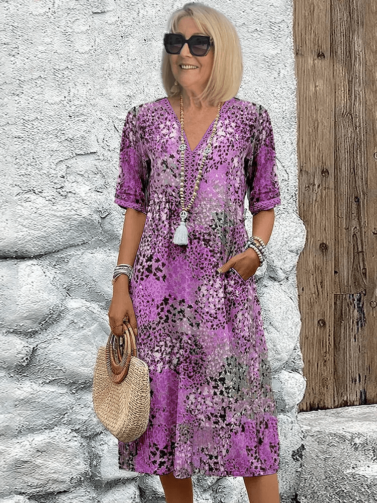 Vacation Floral V-Neck Flowing Maxi Dress | Lila 6
