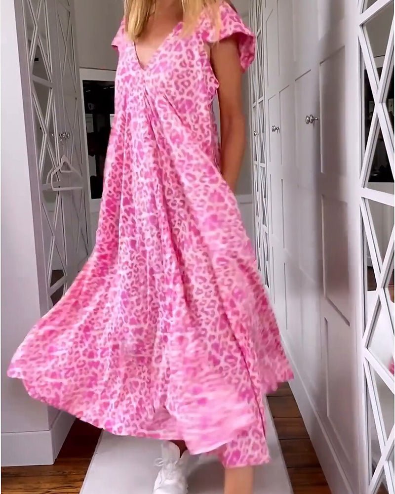 Vacation Floral V-Neck Pocketed Maxi Dress | Mira 2