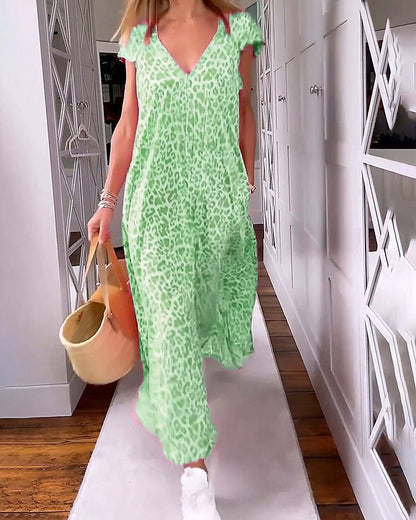 Vacation Floral V-Neck Pocketed Maxi Dress | Mira 5