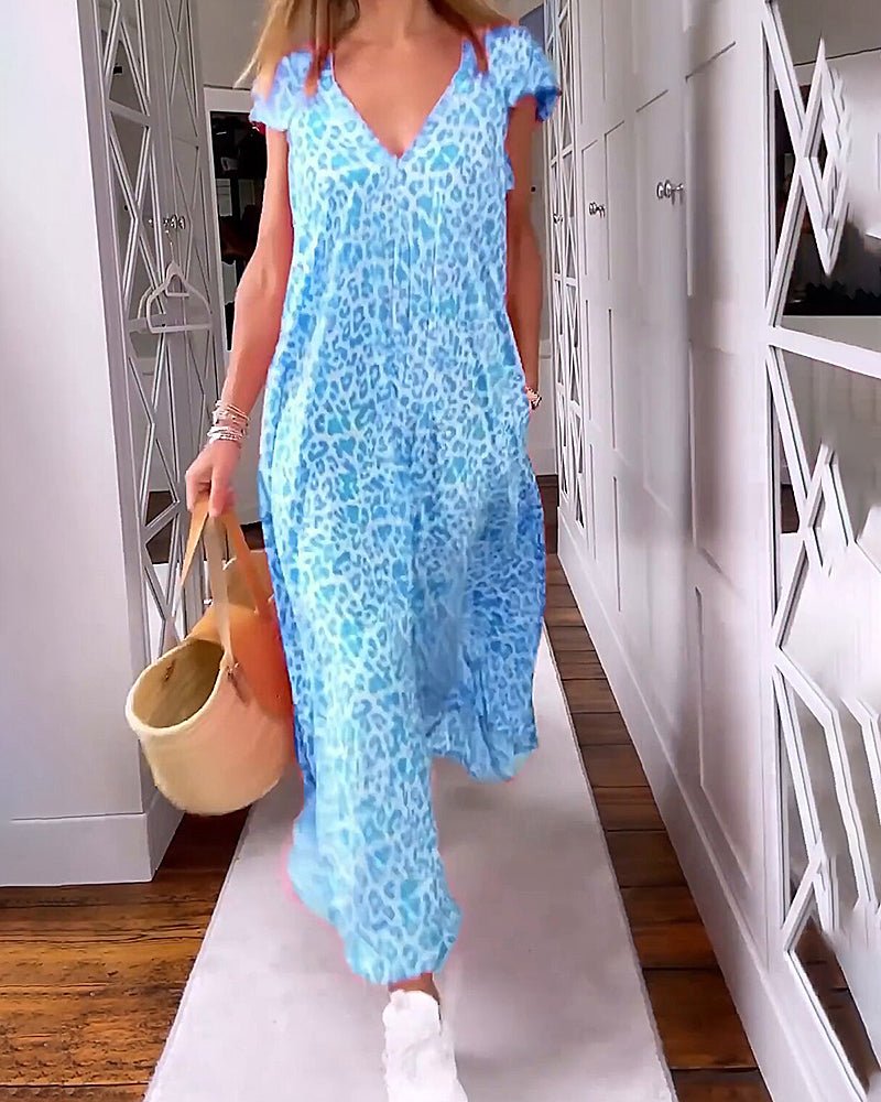 Vacation Floral V-Neck Pocketed Maxi Dress | Mira 6