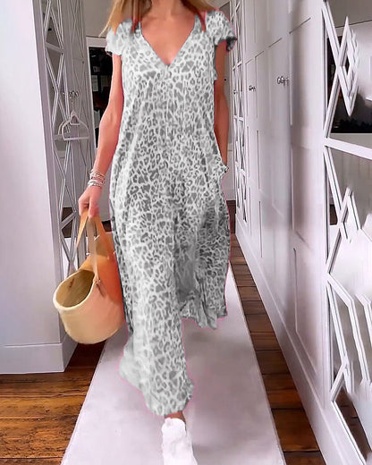Vacation Floral V-Neck Pocketed Maxi Dress | Mira 7