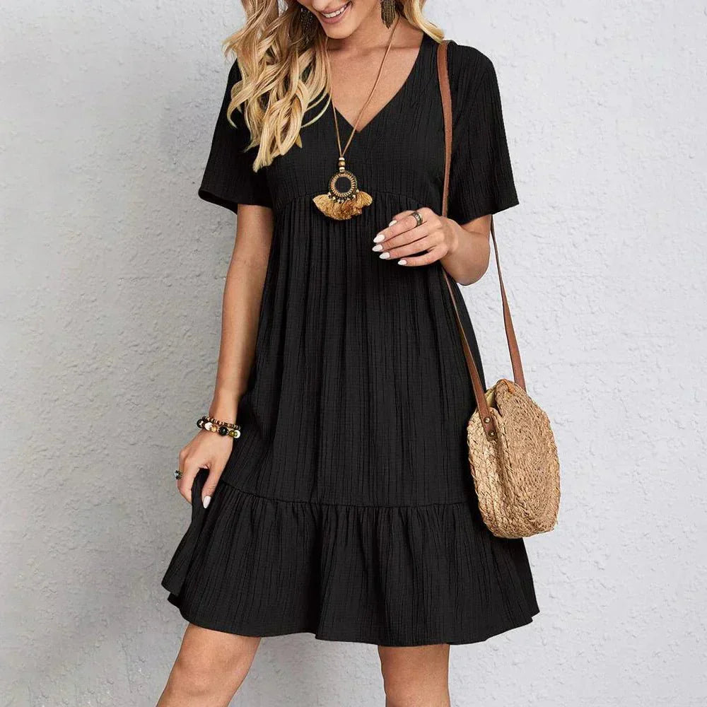 Vacation Lightweight V-Neck Effortless Mini Dress | Mira 3
