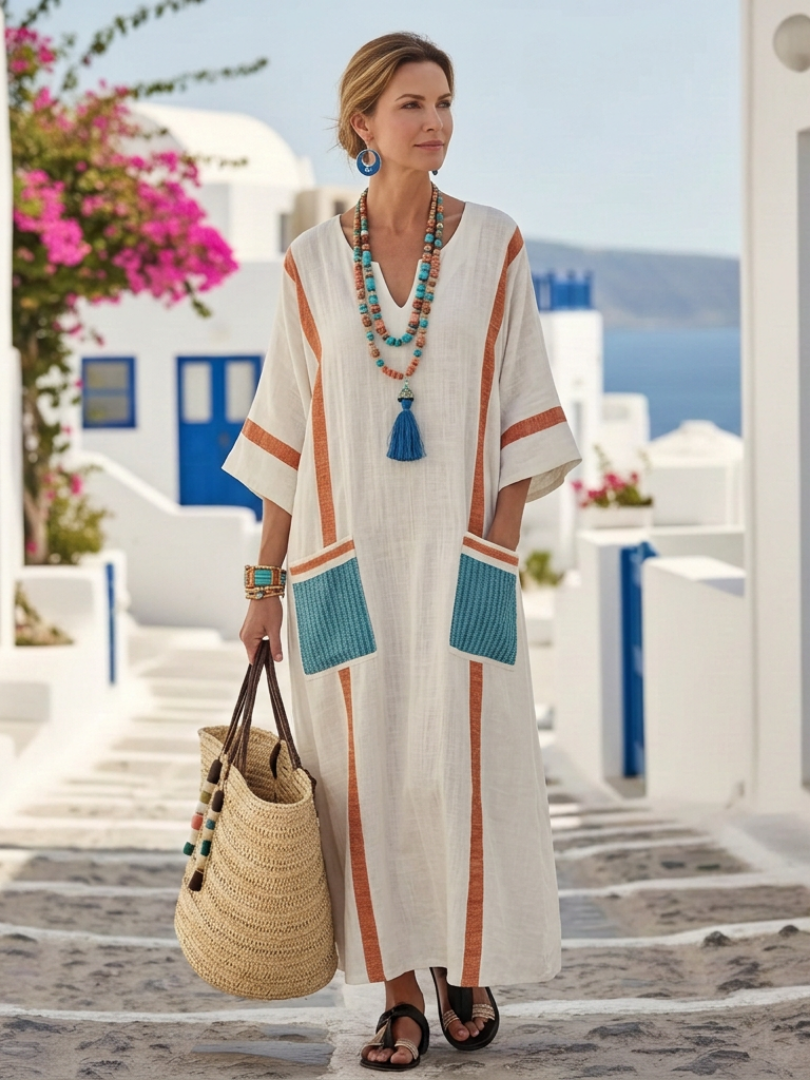Beach Lightweight V-Neck Pocketed Maxi Dress 3