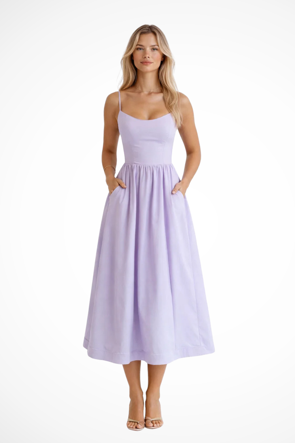 Wedding Guest A-Line Midi with Slim Straps for Formal Events | Mira 2