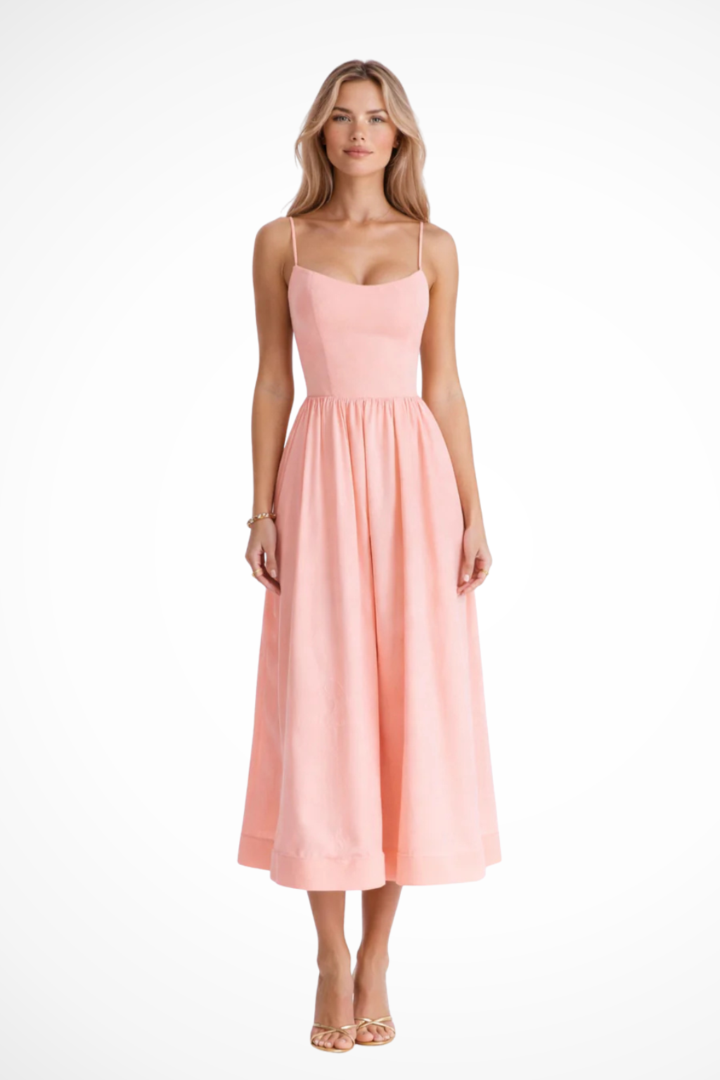 Wedding Guest A-Line Midi with Slim Straps for Formal Events | Mira 5
