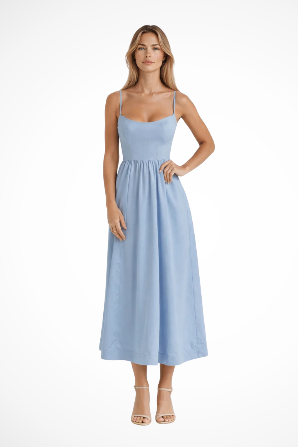 Wedding Guest A-Line Midi with Slim Straps for Formal Events | Mira 9
