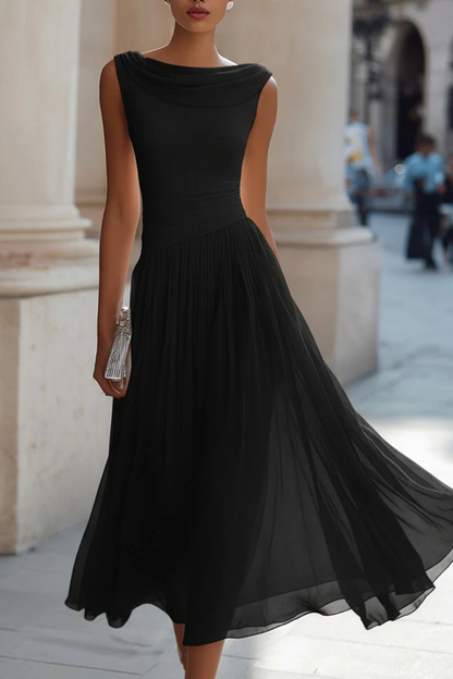 Wedding Guest Chiffon Draped Pleated Midi Dress | Mira 8