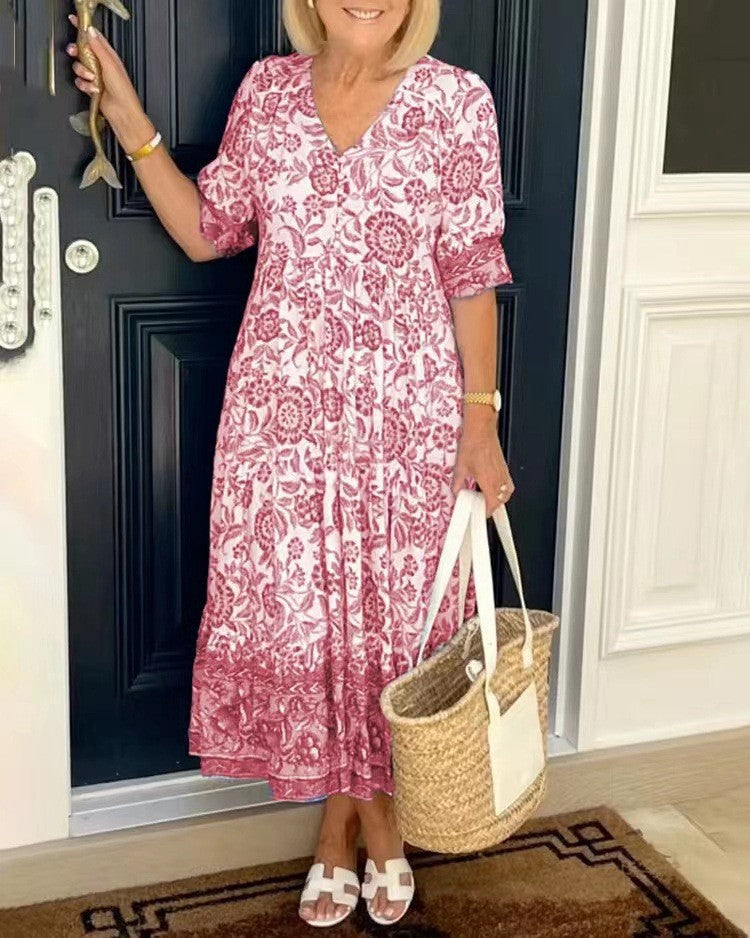 Wedding Guest Chiffon Floral V-Neck Maxi Dress | Mira 3