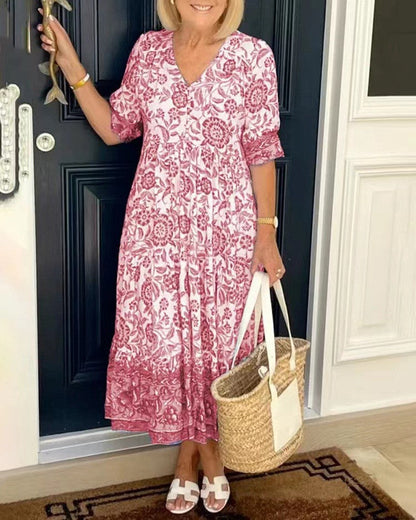 Wedding Guest Chiffon Floral V-Neck Maxi Dress | Mira 3