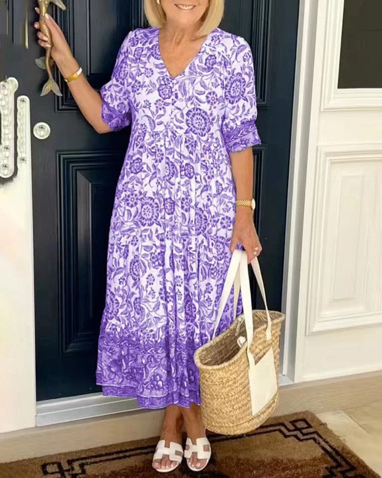 Wedding Guest Chiffon Floral V-Neck Maxi Dress | Mira 4