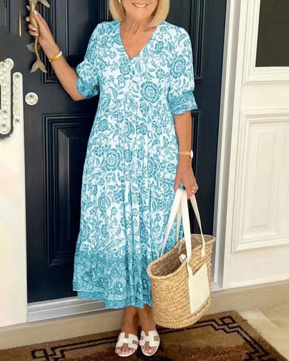 Wedding Guest Chiffon Floral V-Neck Maxi Dress | Mira 5