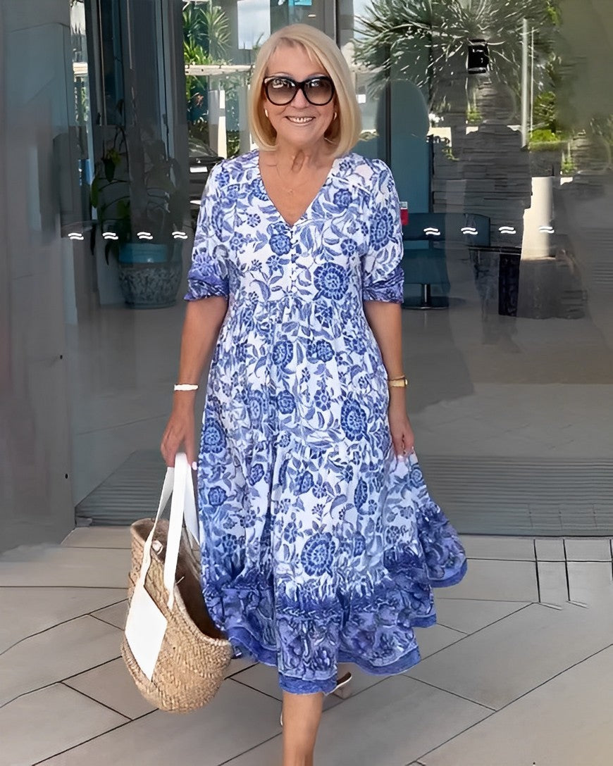 Wedding Guest Chiffon Floral V-Neck Maxi Dress | Mira 6
