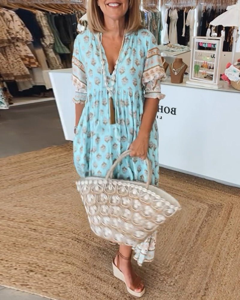 Wedding Guest Floral V-Neck Maxi Dress with Pockets | Sia 0