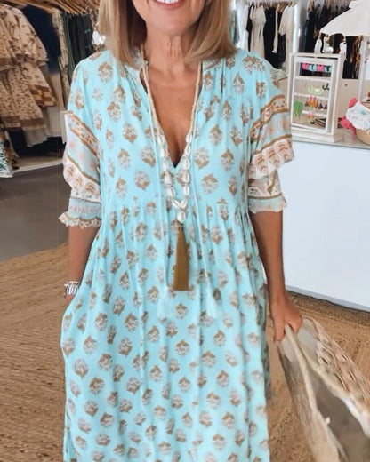 Wedding Guest Floral V-Neck Maxi Dress with Pockets | Sia 2
