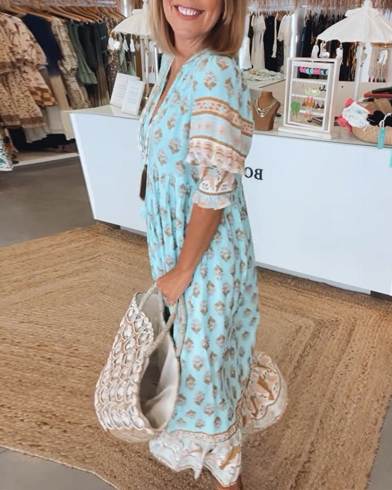 Wedding Guest Floral V-Neck Maxi Dress with Pockets | Sia 3