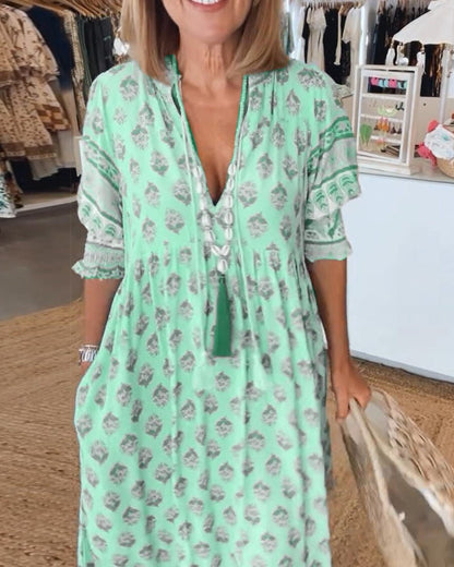 Wedding Guest Floral V-Neck Maxi Dress with Pockets | Sia 4