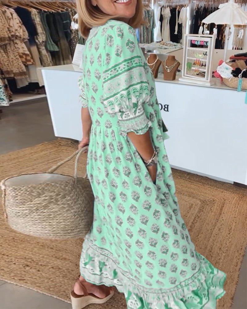 Wedding Guest Floral V-Neck Maxi Dress with Pockets | Sia 6