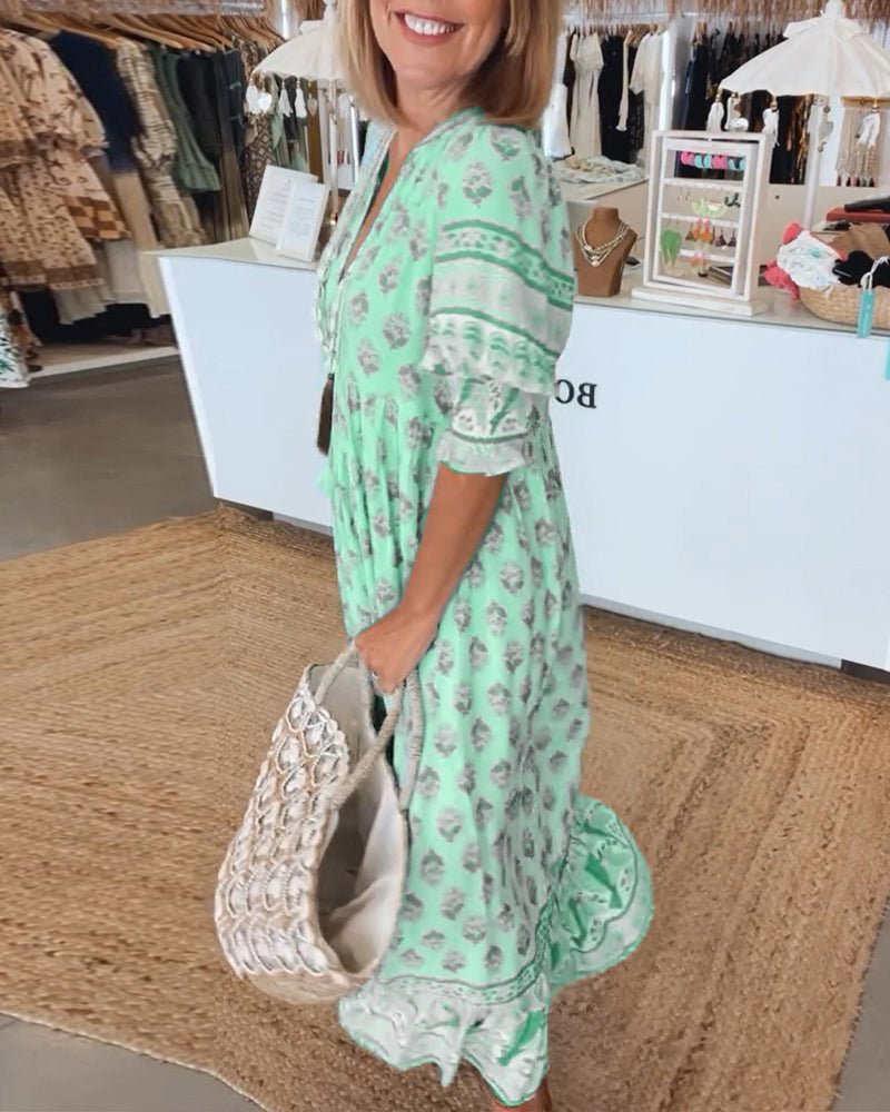 Wedding Guest Floral V-Neck Maxi Dress with Pockets | Sia 7