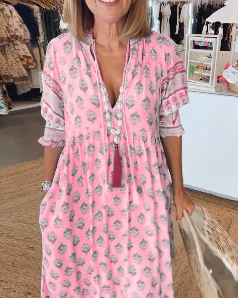 Wedding Guest Floral V-Neck Maxi Dress with Pockets | Sia 8