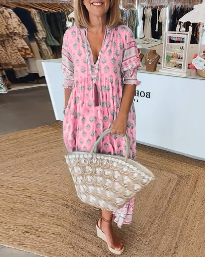 Wedding Guest Floral V-Neck Maxi Dress with Pockets | Sia 9