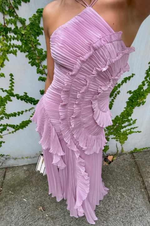 Wedding Guest Halter Draped Maxi Dress | Mira 3