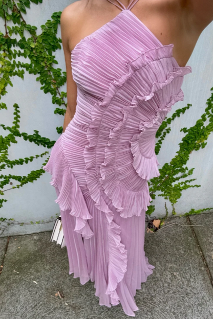 Wedding Guest Halter Draped Maxi Dress | Mira 3