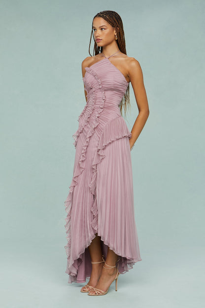 Wedding Guest Halter Draped Maxi Dress | Mira 6