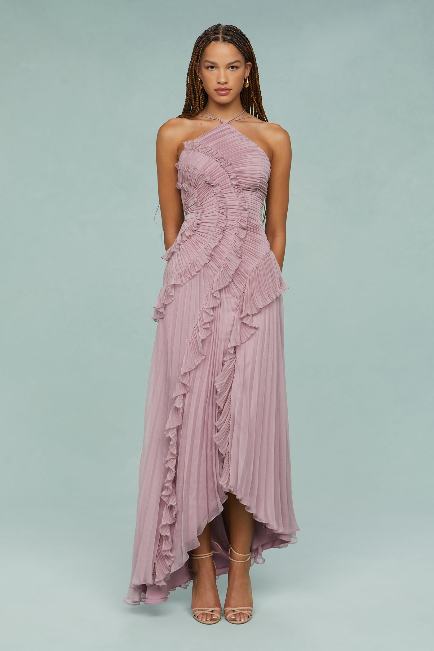 Wedding Guest Halter Draped Maxi Dress | Mira 8